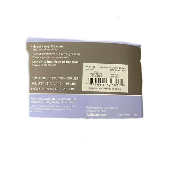 Women's Medium/Large Tan Fleece Footed Tights​ - Picture 3 of 3